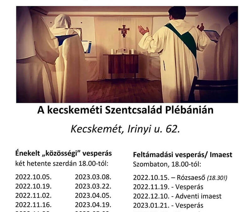 Vesperások – imaestek a Nyolc Boldogság közöséggel